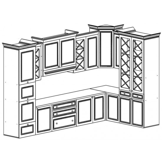 Кухня Венеция угловая 3.75/1.95 белый (Левада)