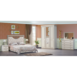 Спальня Берта Эко 3 дверная, жемчуг с комодом и зеркалом (Арида)